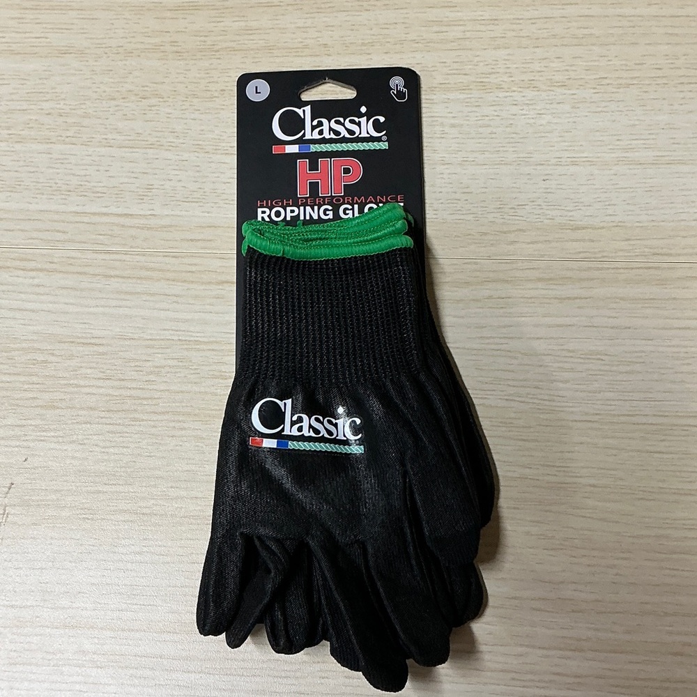 Classic Black and Green Roping Gloves